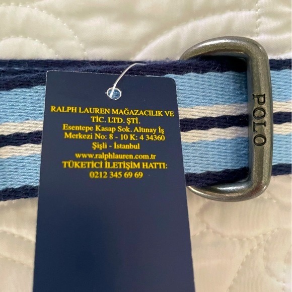 NWT Navy/Light Blue/White 36” Polo by Ralph Lauren Belt - Picture 7 of 9